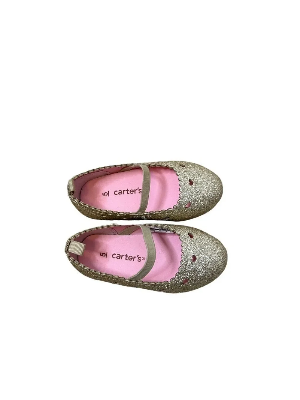 Carters Toddler Girl's Ellaria Slip On Ballet Flats Gold Sparkle Size 5